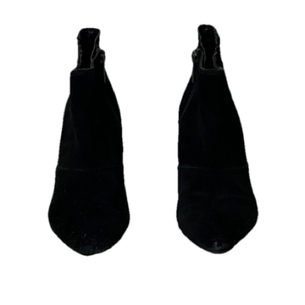 Kenneth Cole Reaction Hill N Spill Suede Ankle Booties Size 5 Black Heeled Moto - Picture 2 of 11